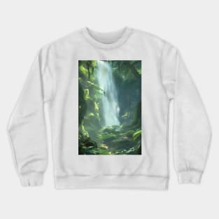 Crystal Clear Waterfalls in a Forest Crewneck Sweatshirt